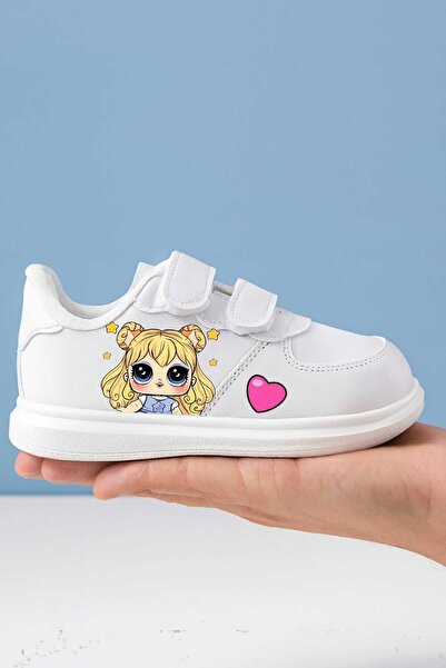 lias desing Yellow girl losli Pantofi sport cu bretele pentru fete cu imprimeu