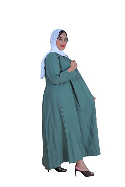 MyesuQ عباية عملية من الكريب الأخضر هي عباية عملية مميزة