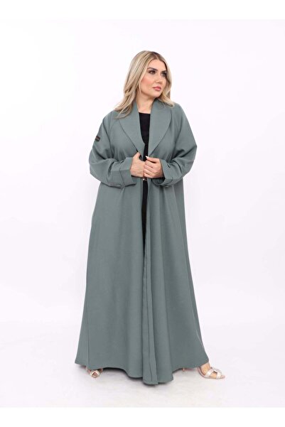 MyesuQ عباءة رسمية فاخرة باللون الرمادي – عبايه كلوش بياقة بليزر وأكمام بقصة ...
