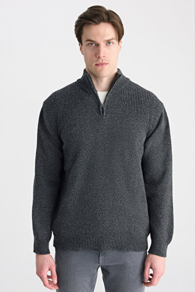 D'S Damat Ds Damat Regular Fit Anthracite Wool Blend Sweater