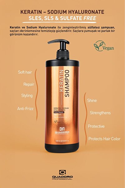 Quaddro Professional QUADDRO Profesyonel Keratin Şampuan 1000 ml – Yıpranmış ...