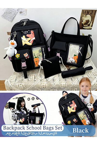 Generic 4Pcs Backpack School Bags Set Lightweight Large Capacity Backpacks Me...