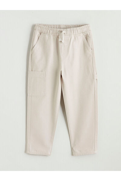 LC Waikiki Gray elastic waist cargo canvas pants for boys