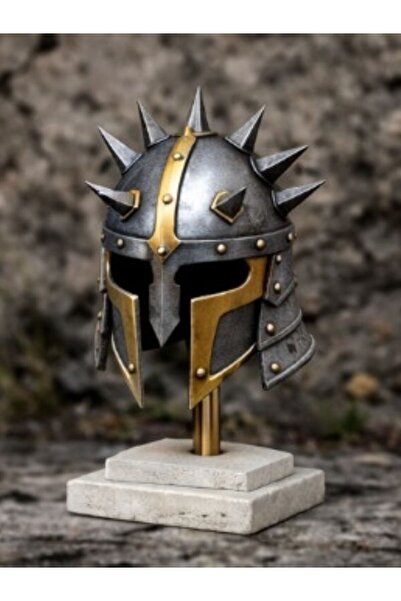 Store Dekoratif Antik Gladyatör Çivili Miğfer Kask Obje Biblo