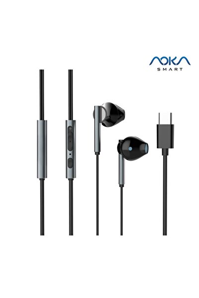 AOKA SMART -CTYPE Wired Earphones with Premium Clear Sound, Built-in Microphone