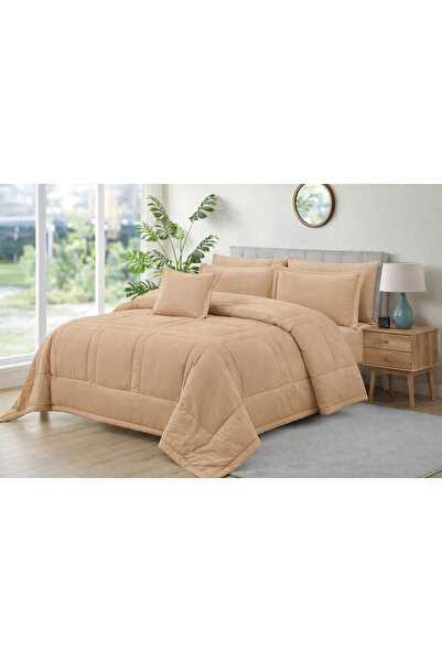 Crestj In Zone Hotel Single and a Half Bedspread Set, 7 Pieces || Beige