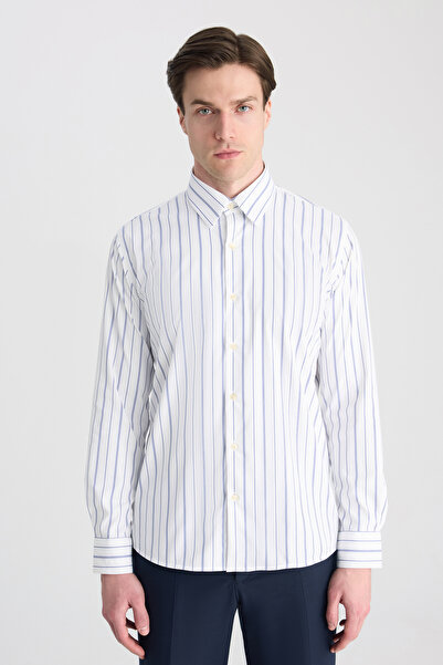Twn Slim Fit White Striped Shirt