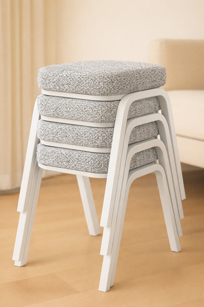 Ecowood Metal Tabure Beyaz - 4 Adet