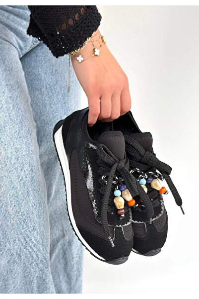 ARMÜZ Riaf Black Leather Lace-Up Sports Shoes