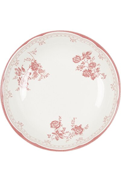 Carrefour Farfurie adanca Carrefour, model flori, 20 cm, Alb cu decor