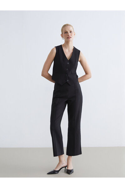 LC Waikiki Beli Zippered Women's Trousers with Stitching Detail