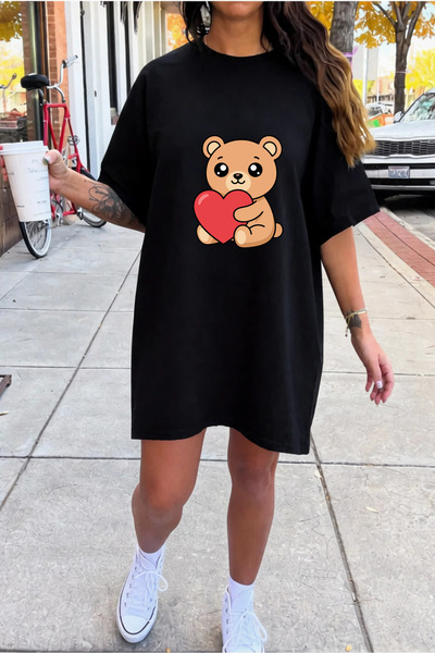 Pink Sky Rochie tricou casual din bumbac, cu mânecă scurtă, cu decolteu rotun...