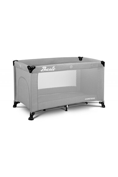 Caretero Basic Grey folding children's cot with one level, zippered access wi...