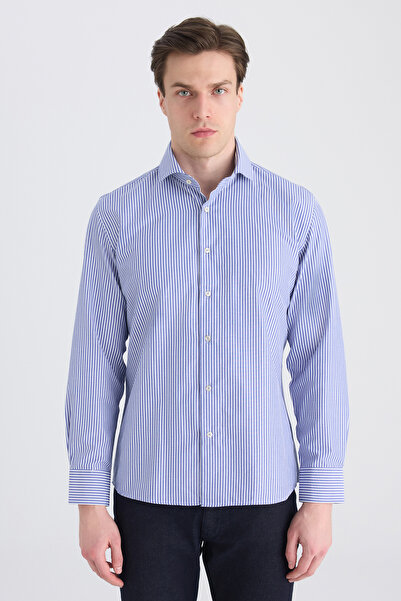 D'S Damat Μπλε ριγέ μπλουζάκι Ds Damat Slim Fit