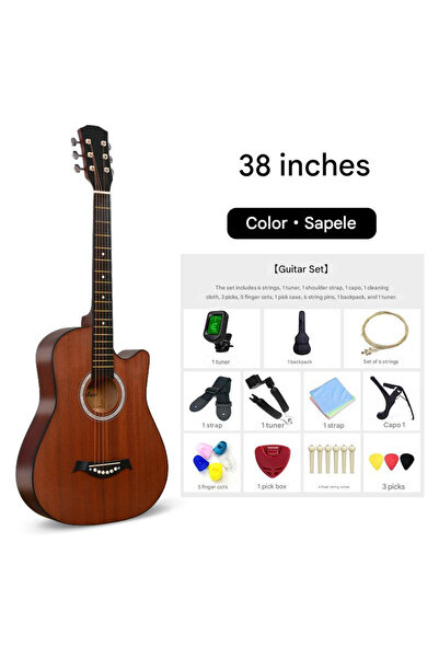 Arabest 38 Inch Acoustic Guitar, Sapele Wood Beginner Kit with 11 Accessories...