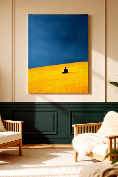 ART NEST DEKOR MAVİ GÖKYÜZÜ VE YALNIZLIK DESENLİ CANVAS TABLO