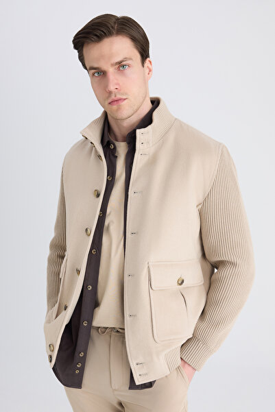D'S Damat Ds Damat Regular Fit Beige Plain Coat