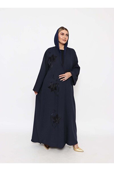 MyesuQ Elegant Embroidered Navy Abaya