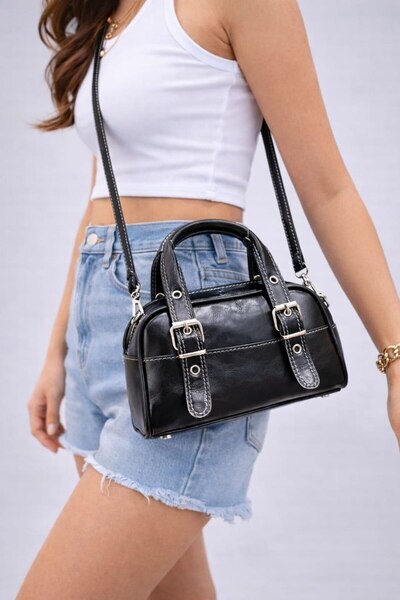 H&D COLLECTİON Регульована м'яка шкіряна сумочка через плече для жінок, ширин...