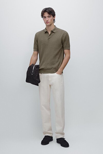 Massimo Dutti %100 pamuklu örgü polo yaka t-shirt