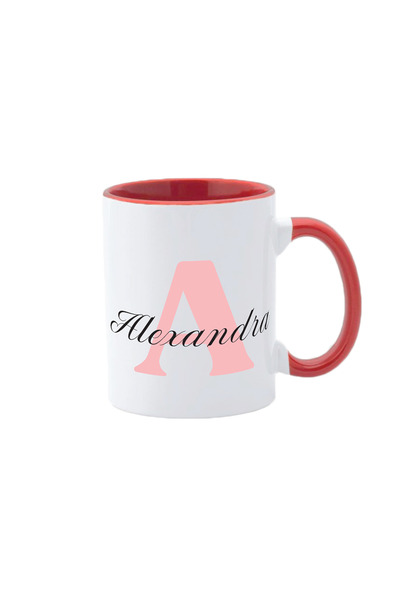 AFFIX THE DIFFERENT PERSPECTIVE Personalized mug, white with red interior and...