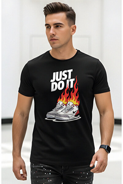 PARUNIV Men's T-shirt with Fire Sneakers print, 100% cotton