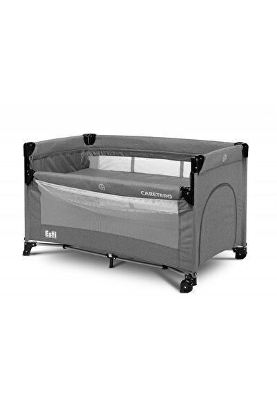 Caretero Folding cot for children with extra floor, sliding side, locking whe...