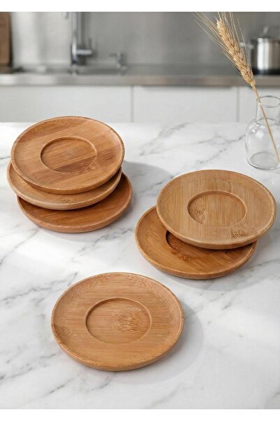 HomeTarz Bambu Çay Tabağı Seti - 6 Parça, 10 CM
