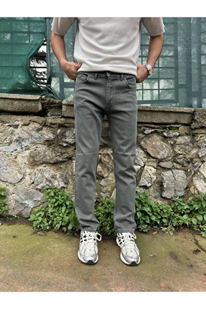 DENIMLAND Erkek Denim Battal Klasik Renkli Normal Bel Düz Paça Likralı Jean