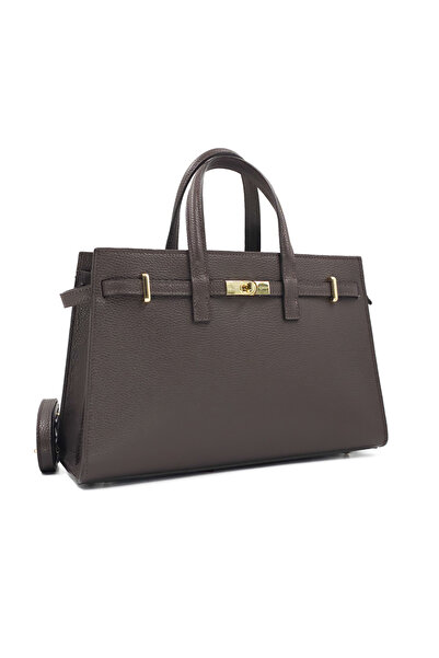 Posete Fagaras Celina Leather Purse - Dark Brown, Genuine Leather Office Bag,...