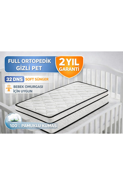 Miniro Kids 60x120 15 cm Gizli Pedli Full Ortopedik Sünger Bebek Yatak Beşik ...