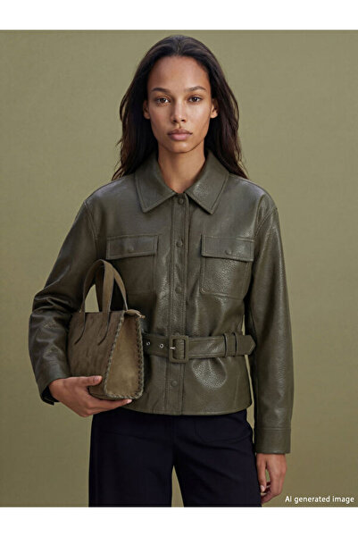 LC Waikiki Sparkling Choices from Shining Store Shirt Roba Collar Belted Wome...