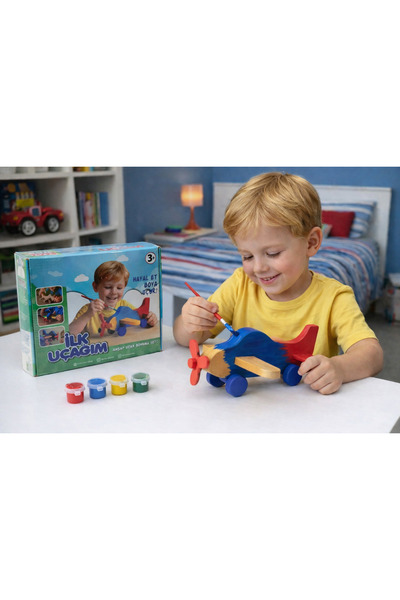 Muhcu Home مجموعة تلوين الطائرات الخشبية للأطفال - الألوان متضمنة - تلوين الط...