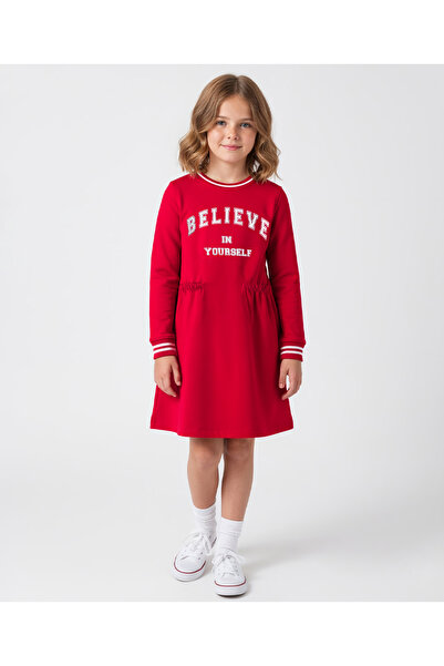 Pine kids Cotton Knit Full Sleeves Winter Frock With Believe in Yourself Text...