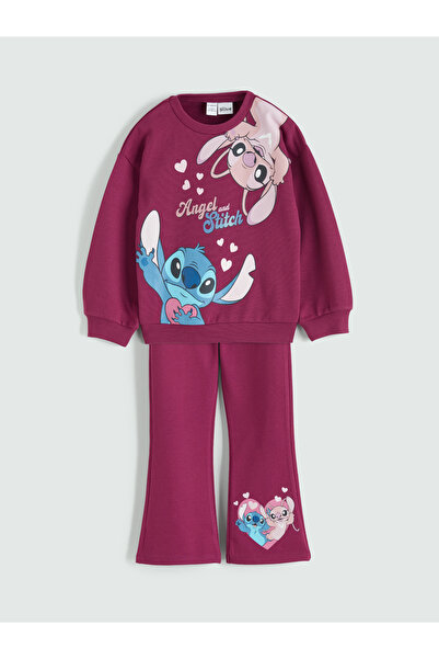 LC Waikiki سويت شيرت وبنطلون ضيق للبنات بطبعة غرز