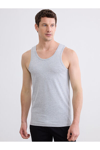 LC Waikiki Create Your Style with Uzg Store Gray U-Neck Men's Tank Top 3-Pack