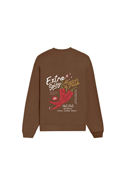 The Lucid Lab Chili Vibes Only Oversize Sweatshirt - Brown