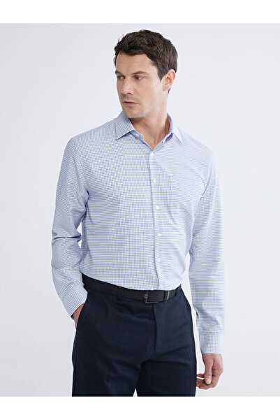 LC Waikiki Ανδρικό καρό πουκάμισο σε κανονική εφαρμογή μπλε χρώματος από το κ...