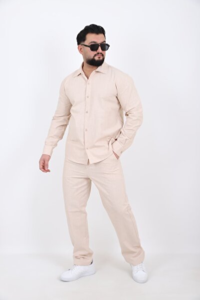L-KOM Men's Linen Shirt Pants Set