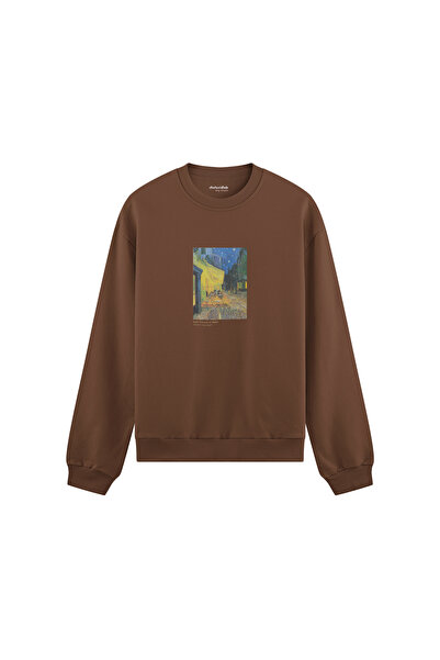 The Lucid Lab Café Terrace at Night Oversize Sweatshirt - Brown