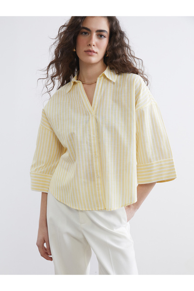 LC Waikiki قميص نسائي مخطط واسع