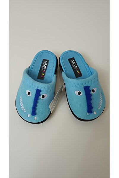 GEZER Erkek Çocuk Köpek Balığı Desen Kışlık Ev Terliği