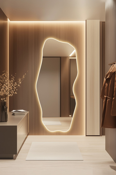 Mirze Life Estetik Tasarım Ledli Boy Aynası - Asimetrik Led Aydınlatmalı Ayna...