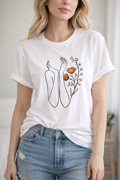 ArtYus Μπλουζάκι Unisex με στρογγυλή λαιμόκοψη, βαμβακερό, με στάμπα λουλουδι...