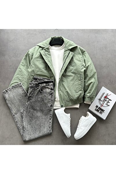 tetramoda Oversize Crinkle Bomber Jacket & Snow Wash Baggy Jeans Set of 2