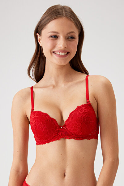 Pierre Cardin 6201 Red Milan Underwire Push up / Padded Lace Comfy Bra