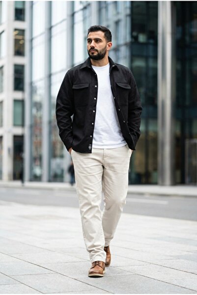 bombe Men's Seasonal Sporty Cut Coat with Snap Buttons Casual Scuba Jacket Shirt