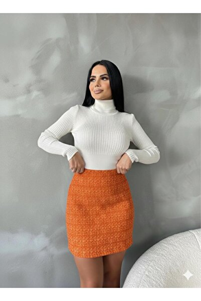 MAESTRO WOMAN Kadın Turuncu Tüvit Mini Etek