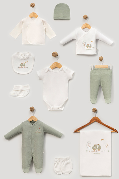 Bebitof Beep Desenli 10 Parça Kutulu Yenidoğan Hastane Çıkışı Zıbın Seti