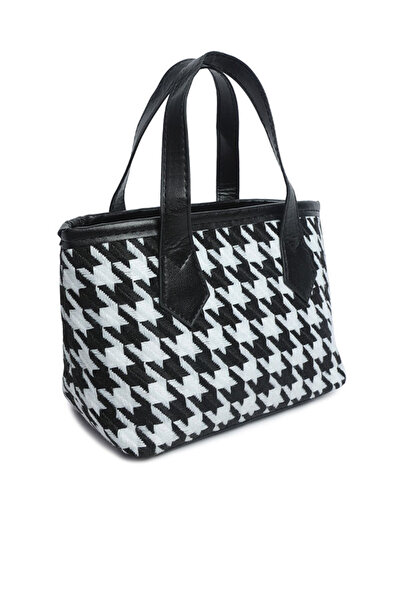 london Rag Women Black and White Houndstooth Pattern Handbag